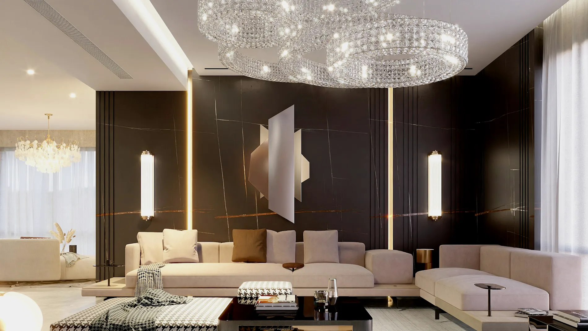 A design-led luxury hotel lounge
