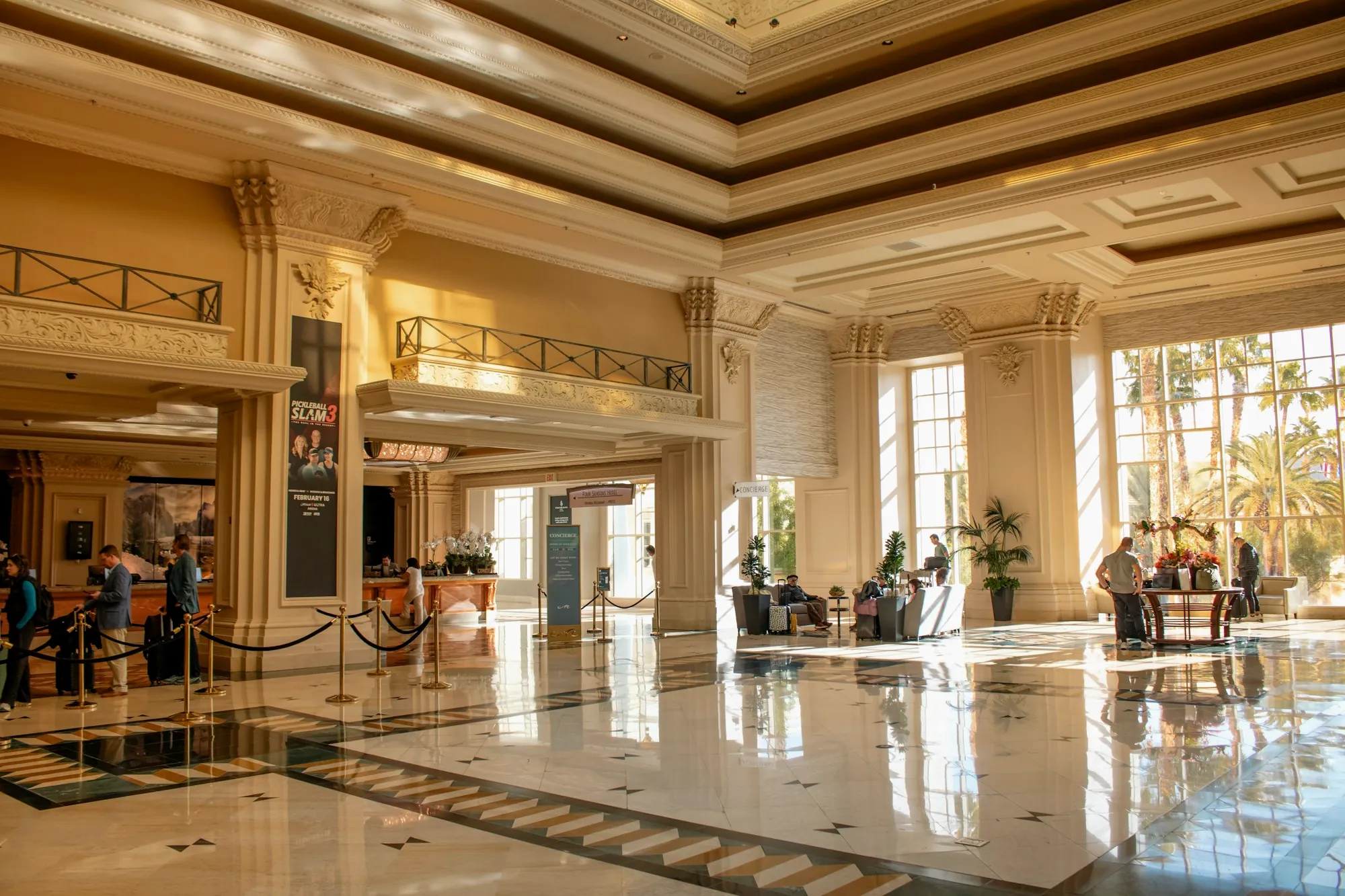 A grand hotel lobby